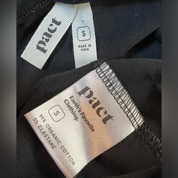 Pact Women's Small Organic Cotton Black Henley Neck Short Shirt Dress - Picture 3 of 3